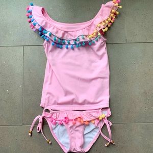 Girls Pilq pink tankini
